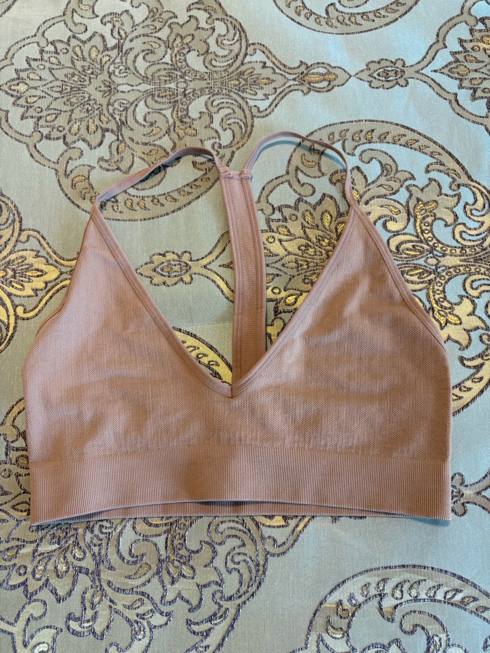 NWOT Dynamic Tan/Nude V-Neck Racerback Sports Bralette One Size